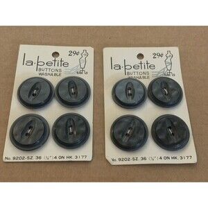 Vintage La Petite buttons 9202 Grey Size 36 (7/8") Washable 4 on HK NOS Japan